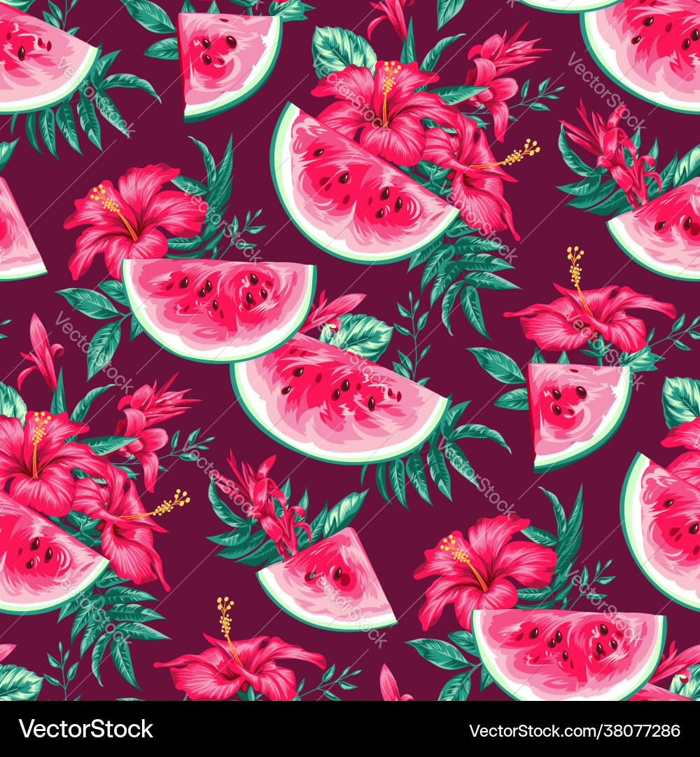 Seamless summer pattern with watermelon Royalty Free Vector
