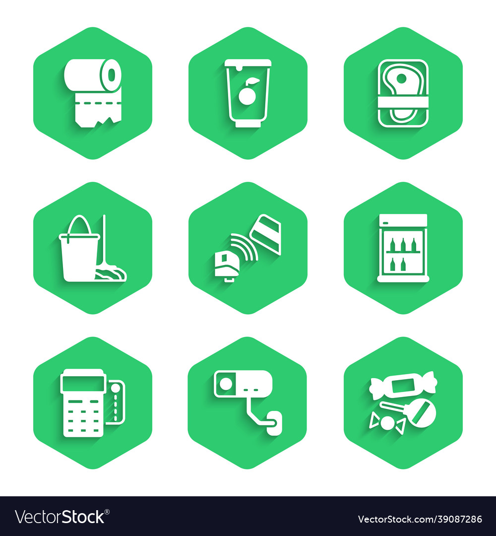 Set pos terminal with credit card security camera Vector Image Set pos terminal with credit card security camera