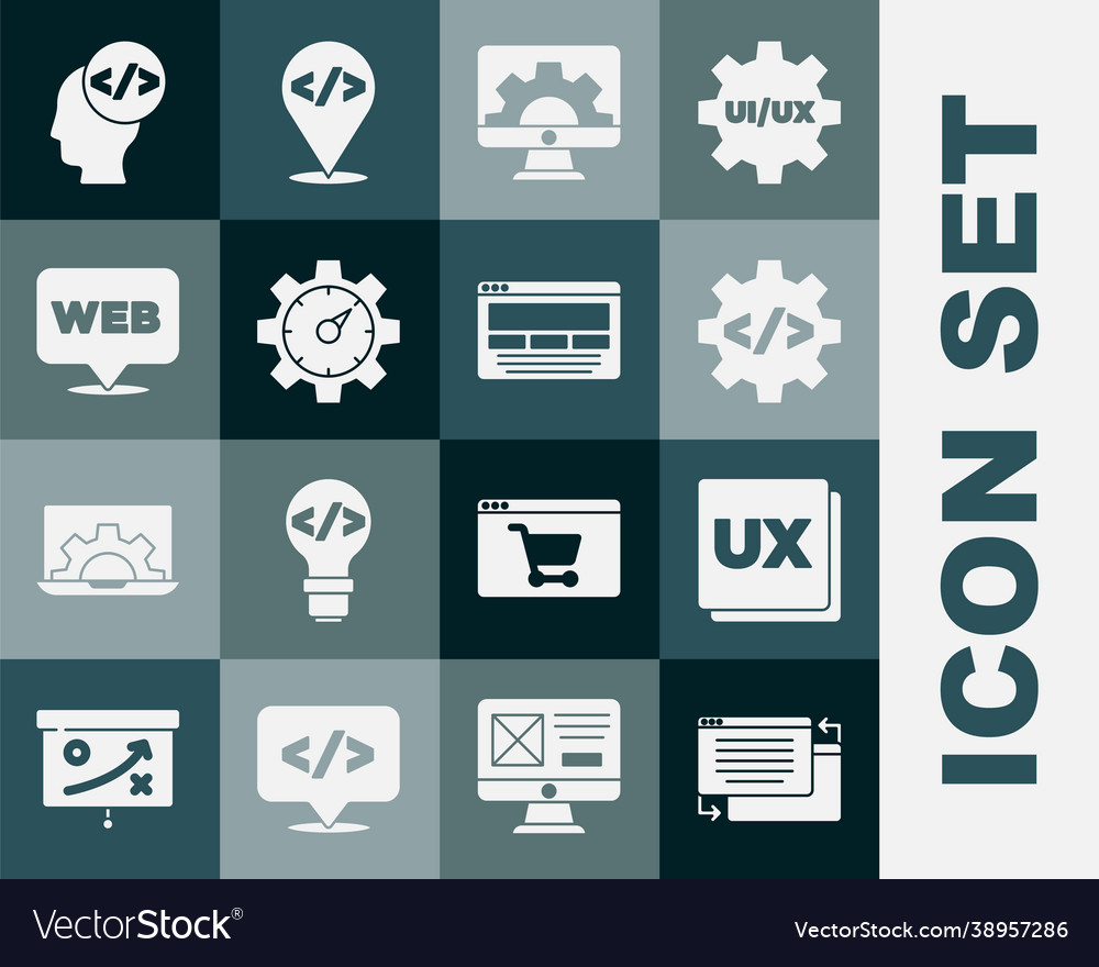 Set ui or ux design front end development web Vector Image