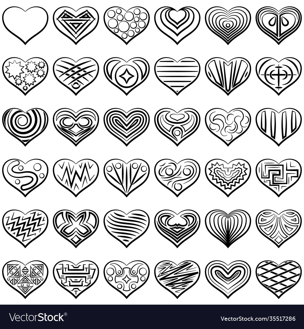 Valentine heart with patterns vector image Valentine heart with patterns