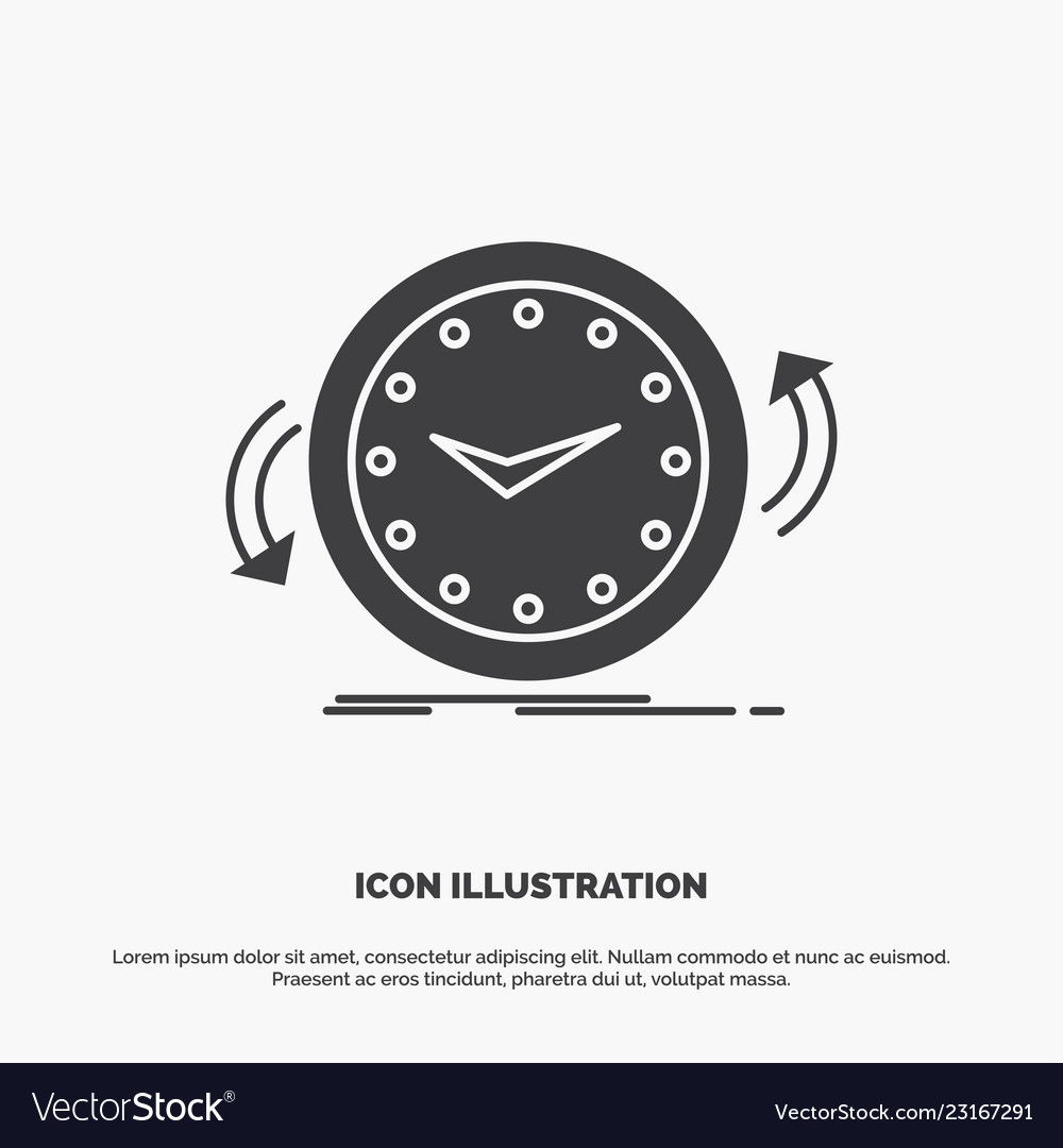 Backup clock clockwise counter time icon glyph vector image Backup clock clockwise counter time icon glyph