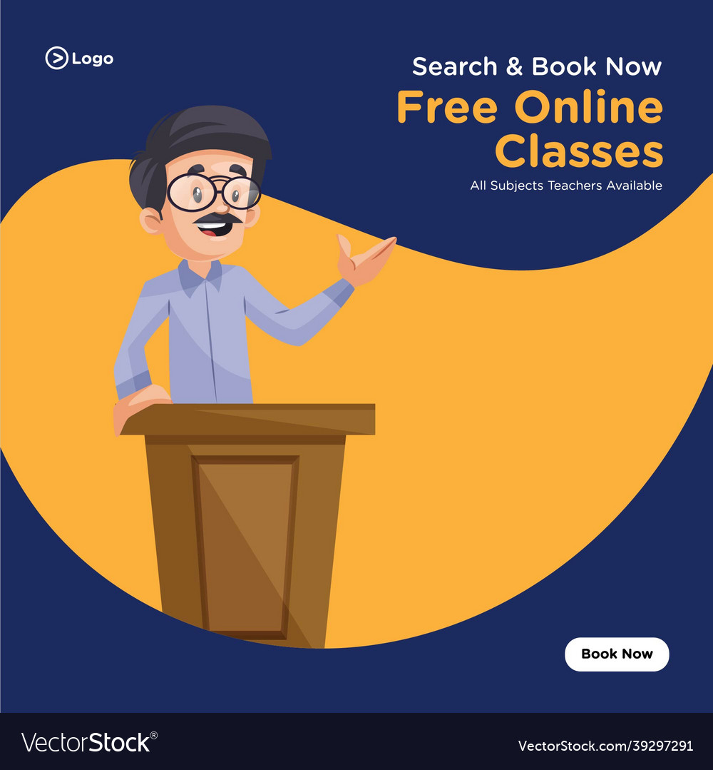 Banner design of free online classes Royalty Free Vector