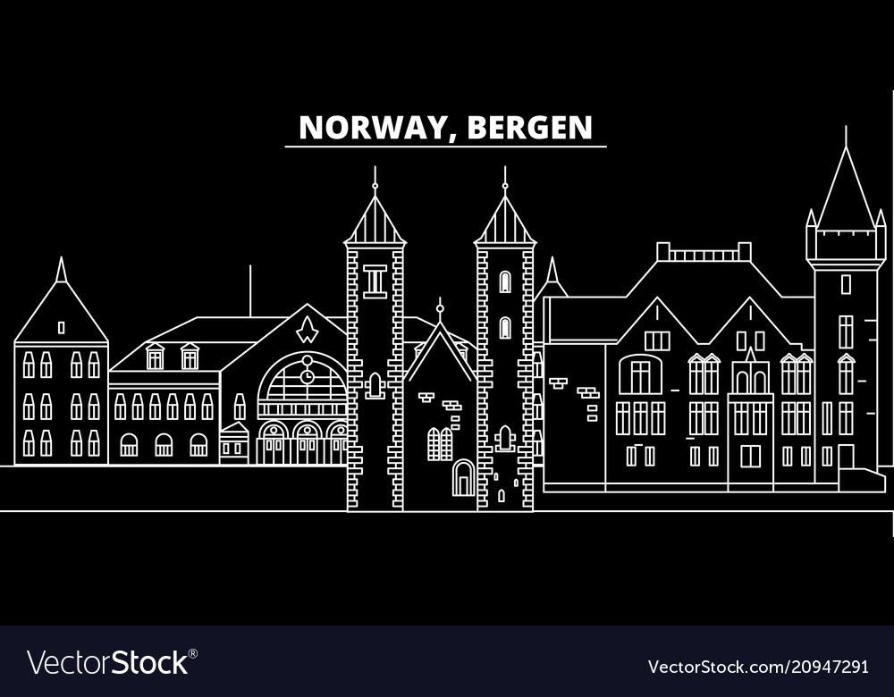 Bergen Silhouette Skyline Norway