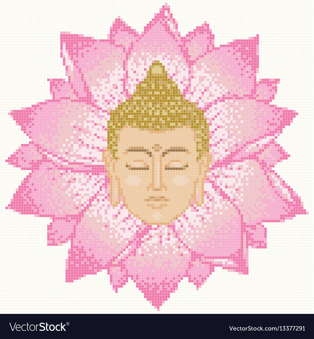 Buddha head and lotus mosaic