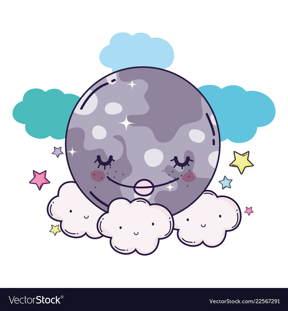 Clouds And Moon Cute Cartoons Royalty Free Vector Image