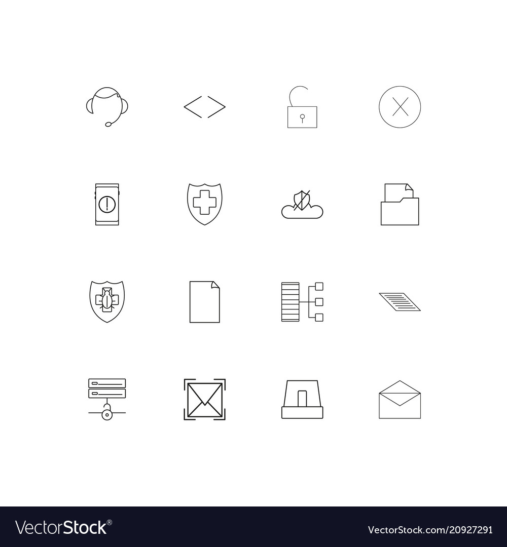 Cyber security linear thin icons set outlined
