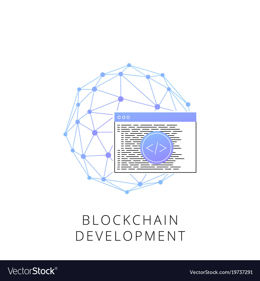 Neon blockchain development line icon
