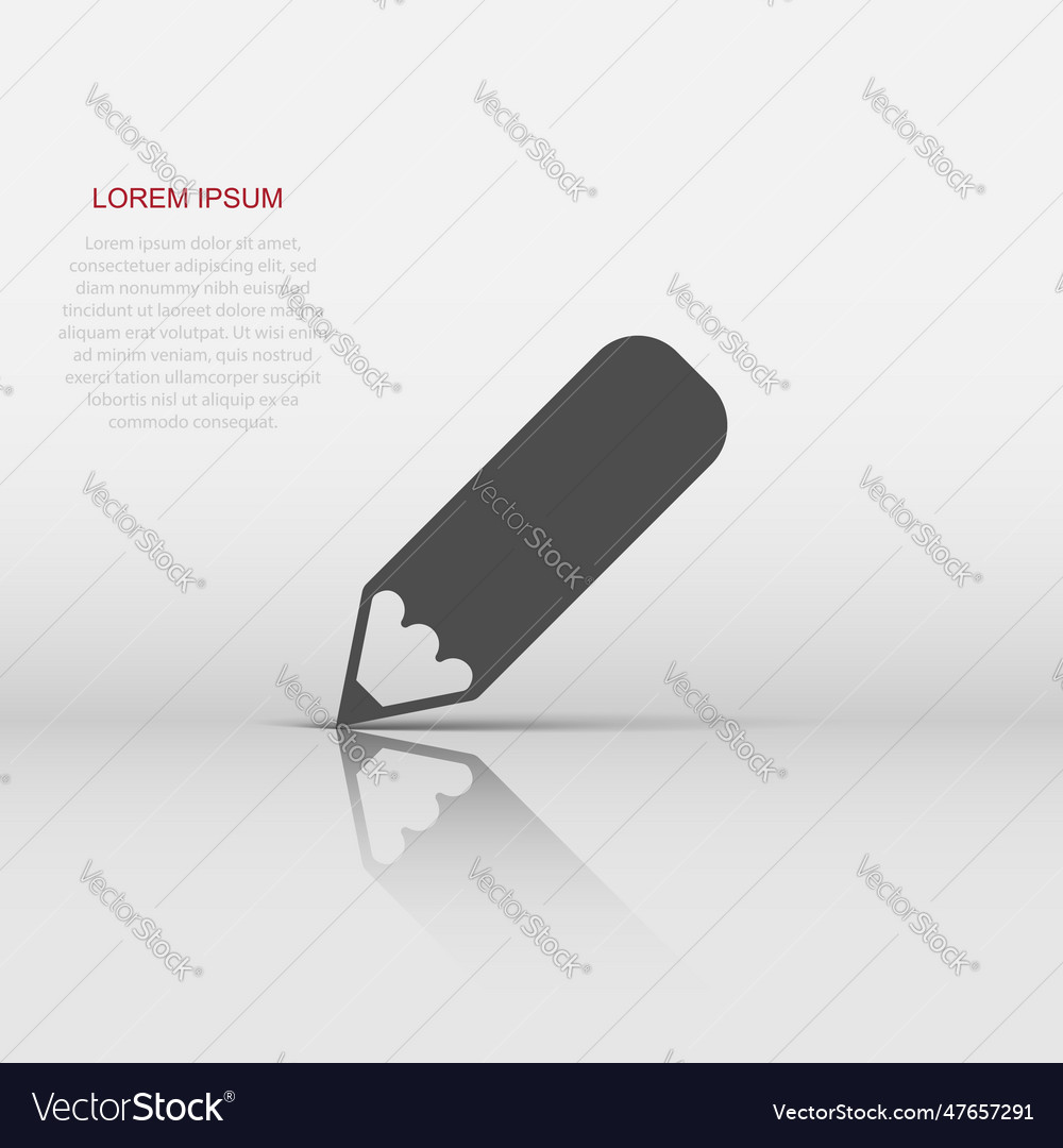 Pencil icon in flat style pen on white isolated