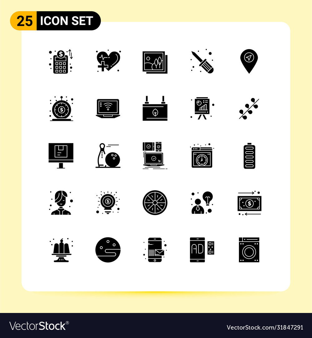 Set 25 solid glyphs on grid for pointer
