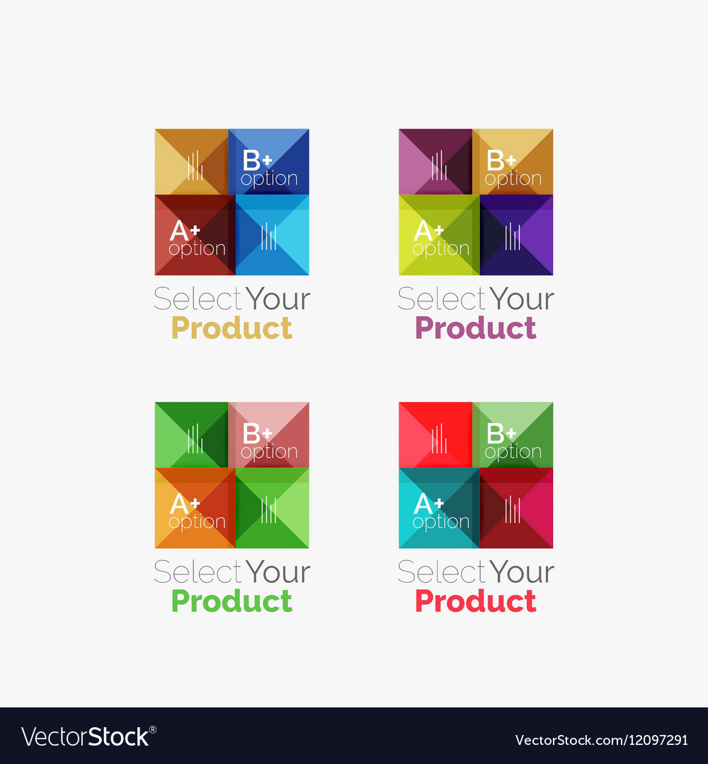 Set of abstract square interface menu navigation