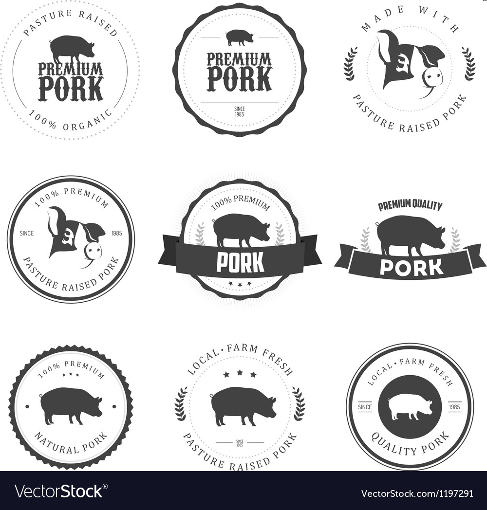 Set premium pork meat labels Royalty Free Vector Image