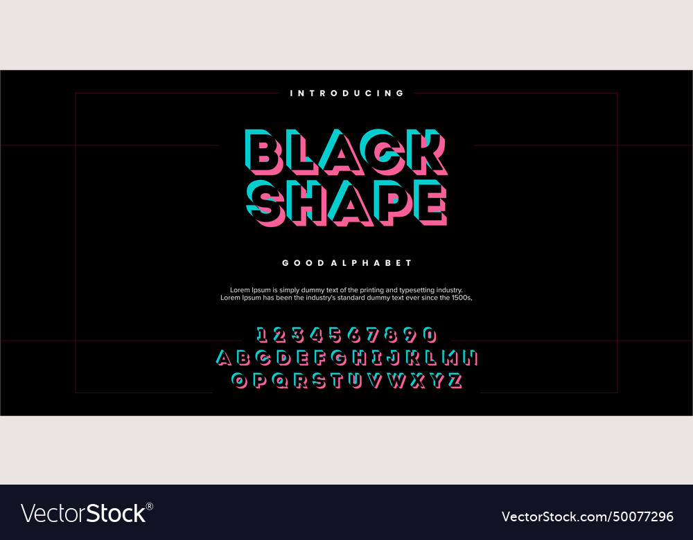 Black shape futuristic display font design vector image Black shape futuristic display font design
