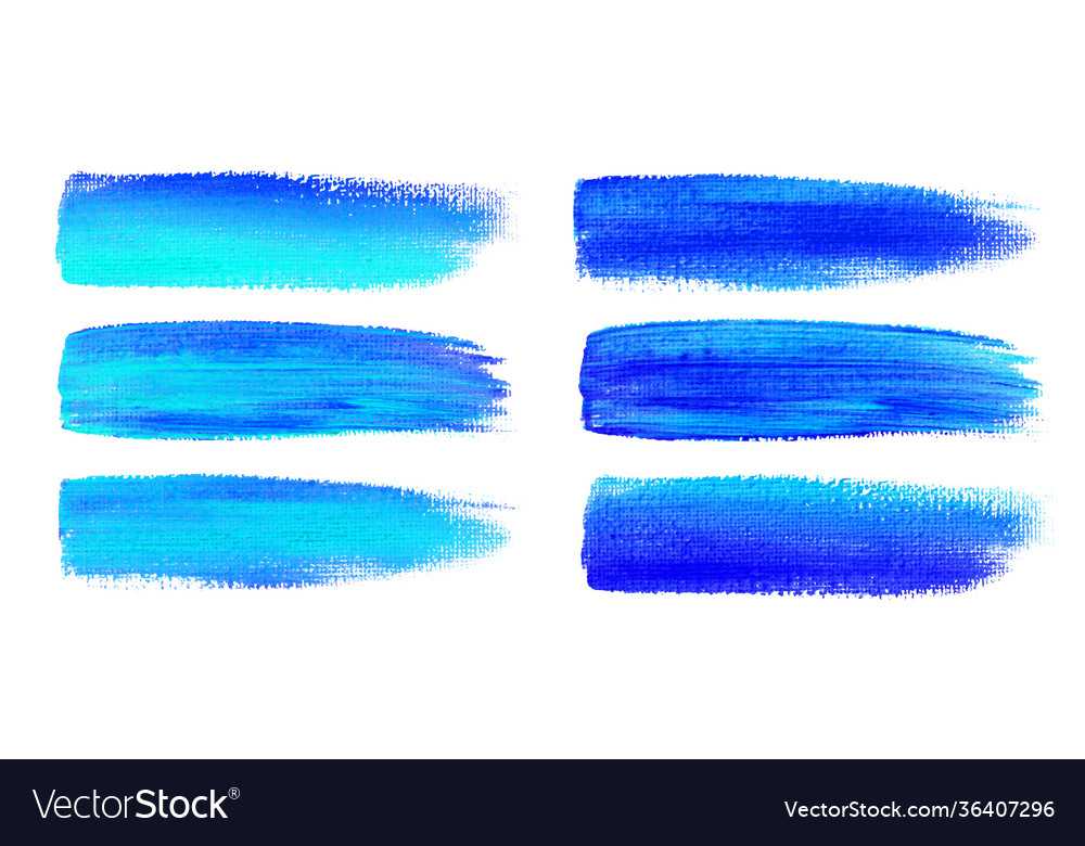 Blue watercolor brush strokes canvas texture vector image Blue watercolor brush strokes canvas texture