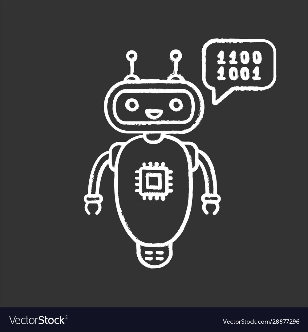 Chatbot coding chalk icon vector image Chatbot coding chalk icon