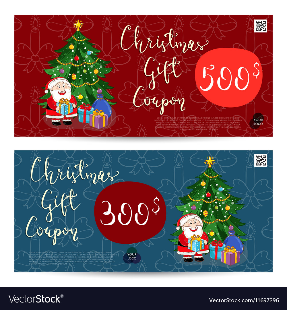 christmas gift voucher with prepaid sum template vector image