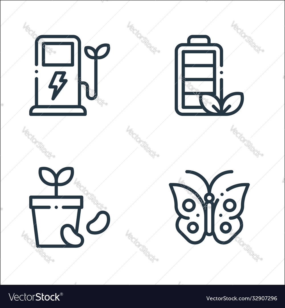 Ecology line icons linear set quality vector image Ecology line icons linear set quality