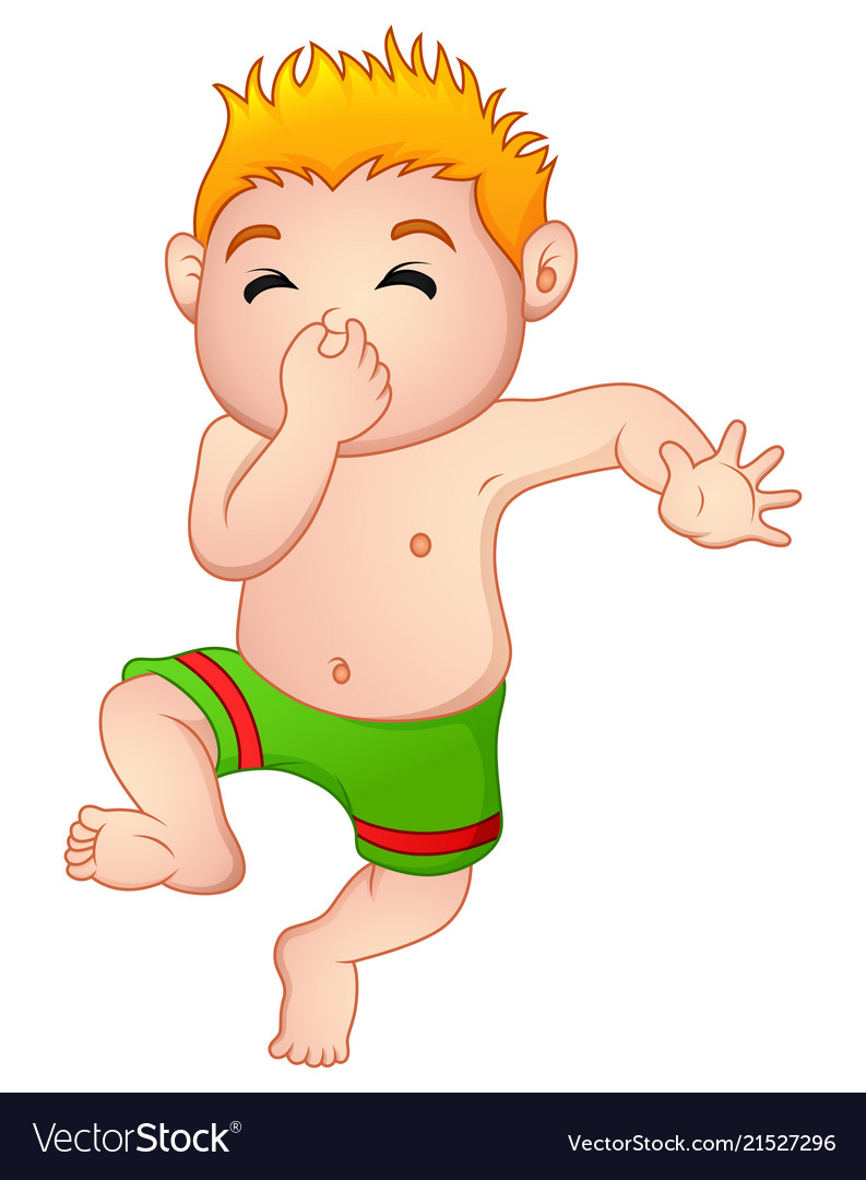 Funny little boy in swimsuit holding his nose Vector Image Funny little boy in swimsuit holding his nose Vector Image