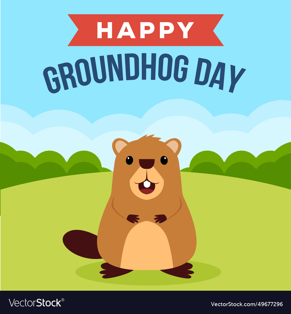 Happy groundhog day in flat design Royalty Free Vector Image