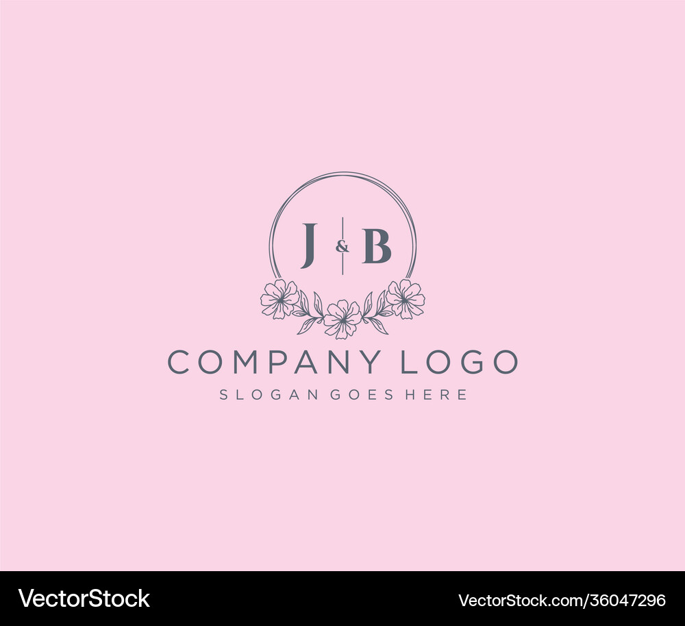 Initial jb letters floral frames unique Royalty Free Vector