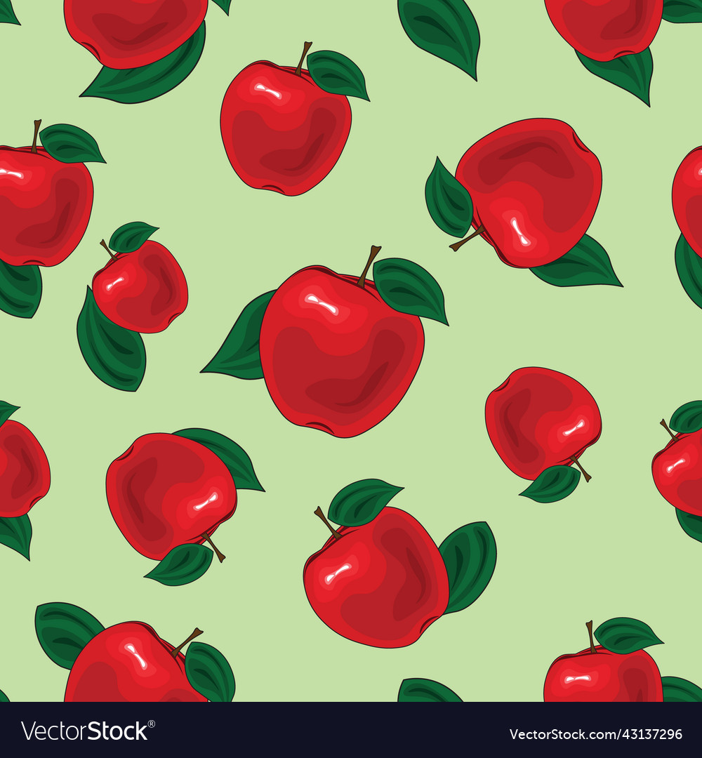 Red apples seamless pattern vector image Red apples seamless pattern