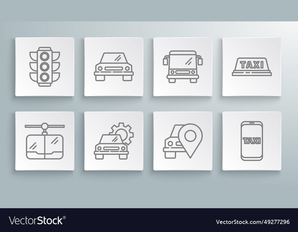 Set line cable car service map pointer vector image Set line cable car service map pointer