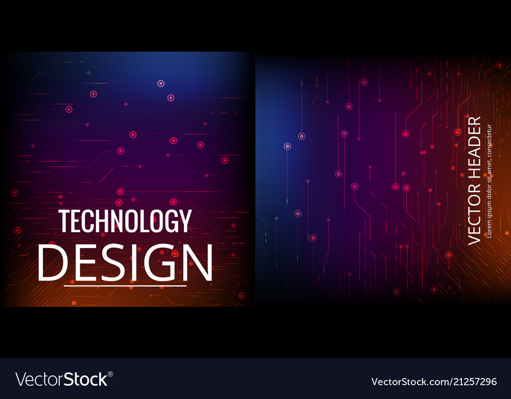 Set of abstract technology web banner vector image Set of abstract technology web banner