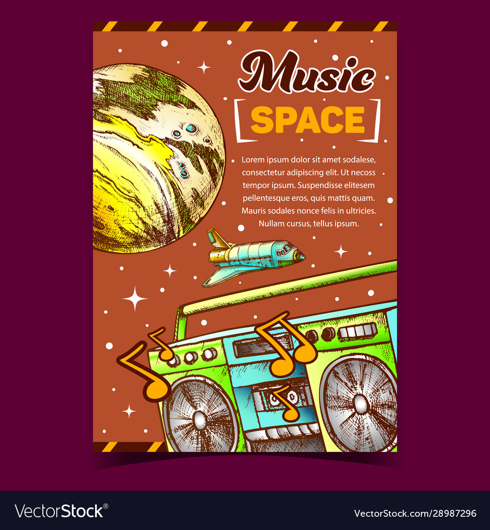 Space music record player advertise banner