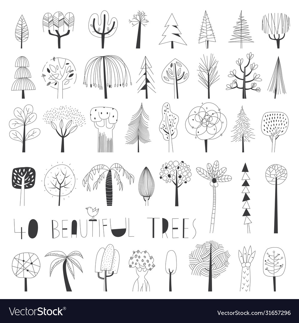 Tree collection Royalty Free Vector Image - VectorStock