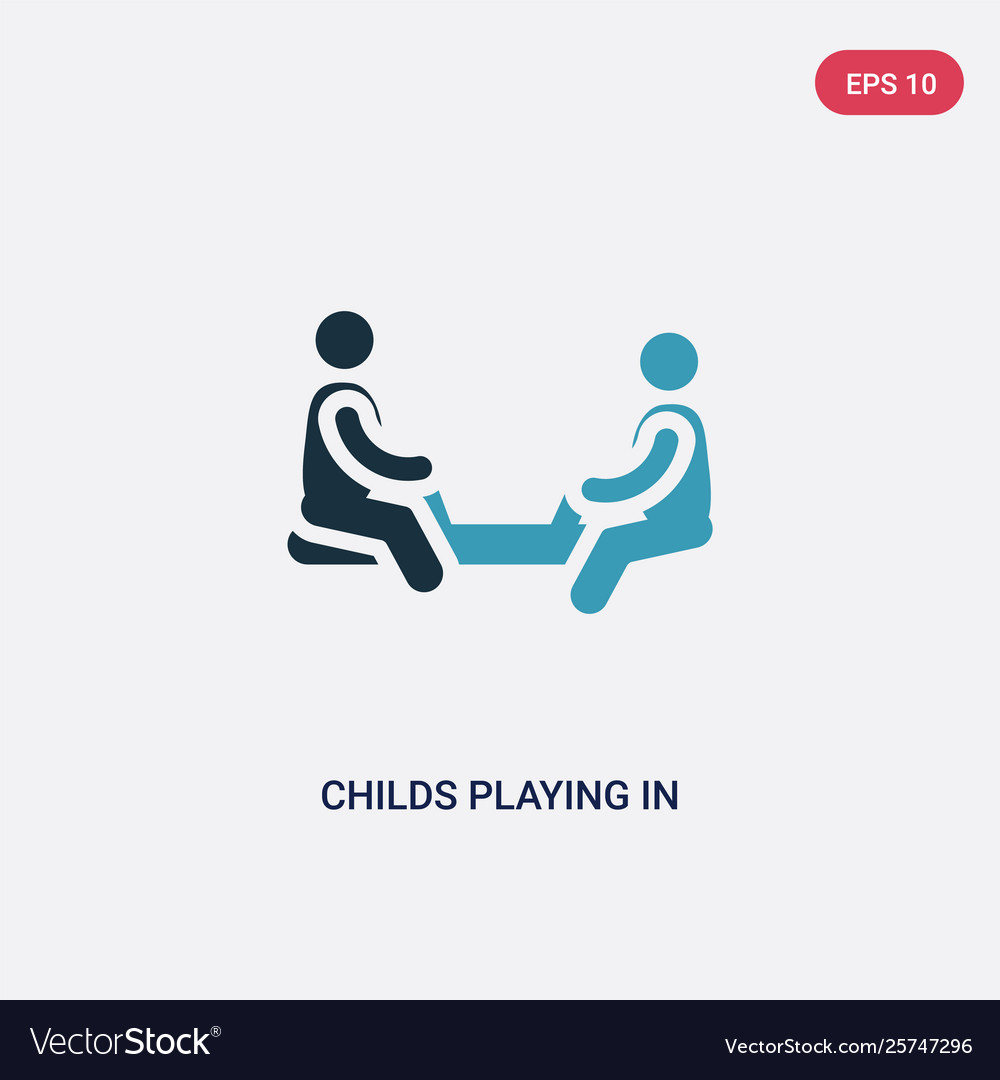 Two color child playing in playgrpound icon from