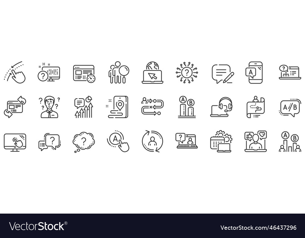 Ux line icons set of ab testing journey path map vector image Ux line icons set of ab testing journey path map
