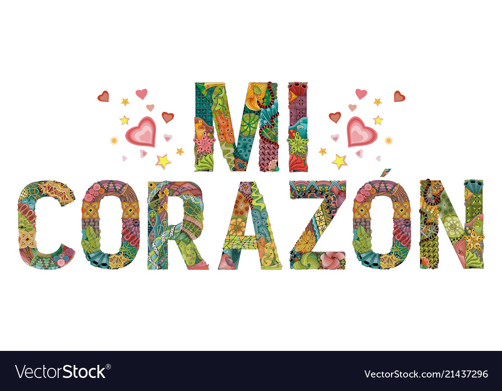 words-mi-corazon-my-heart-in-spanish-royalty-free-vector