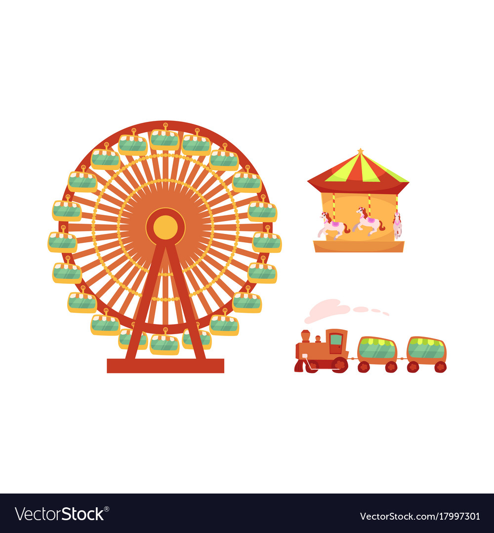 Amusement park objects icon set