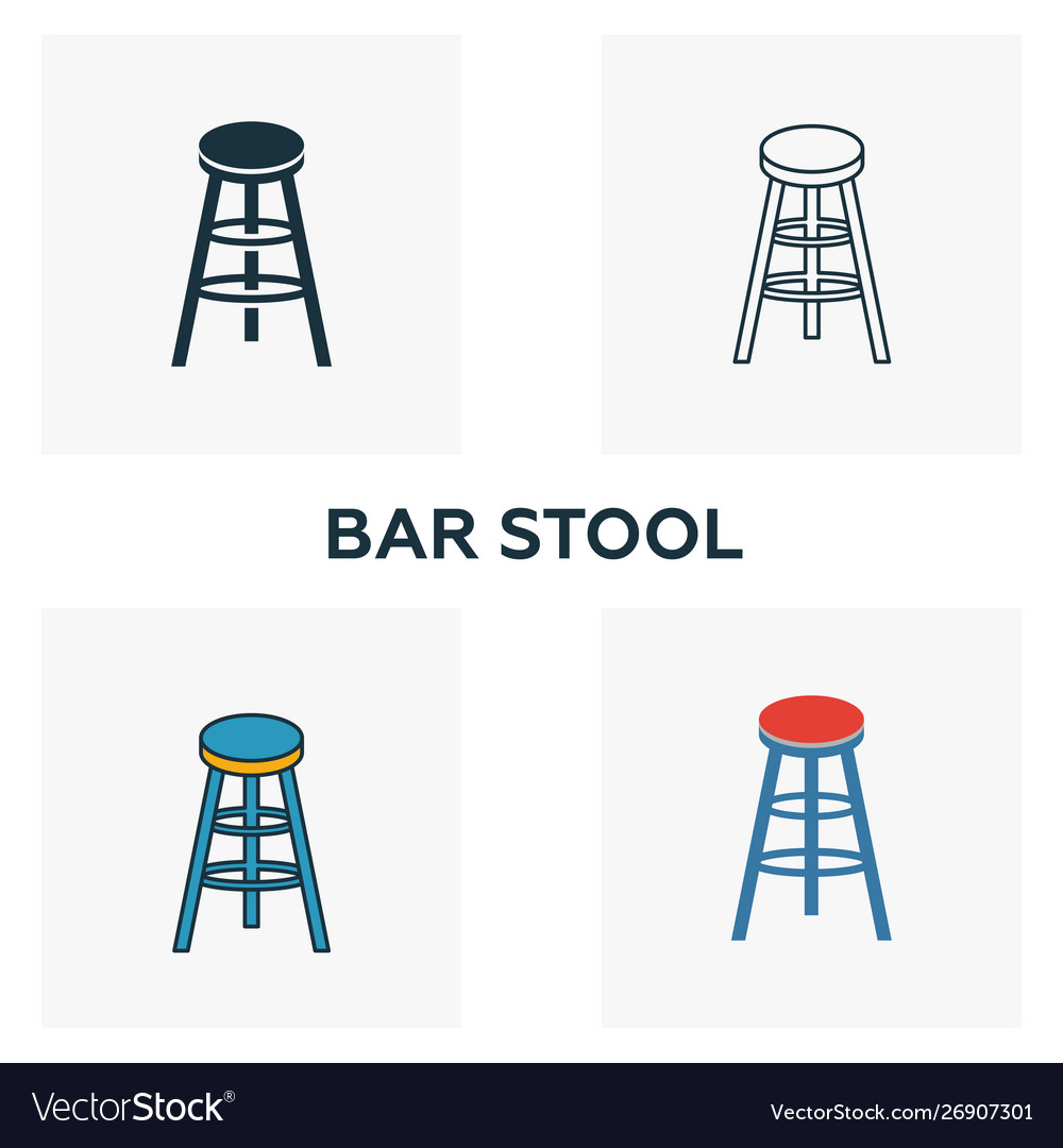 Bar stool icon set four elements in different