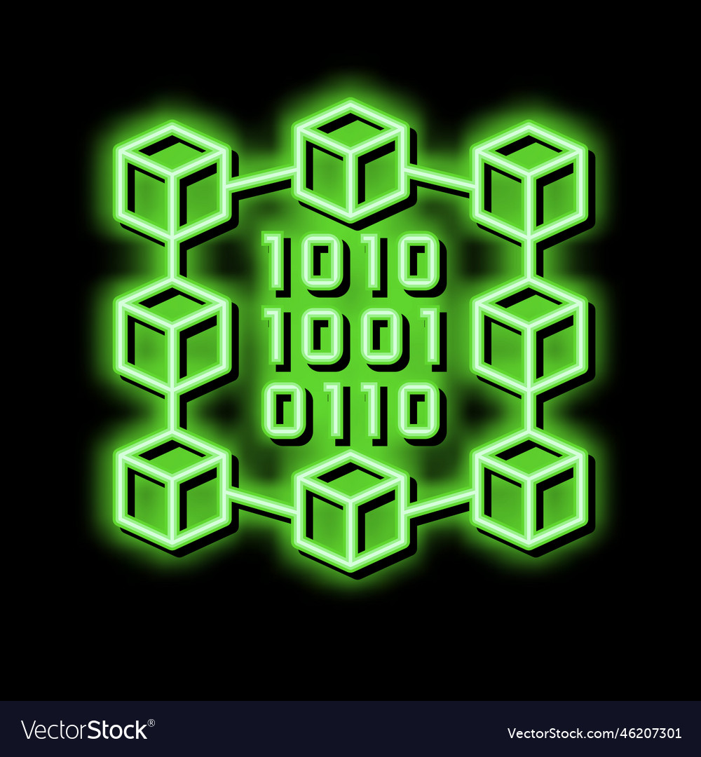 Binary neural network neon glow icon