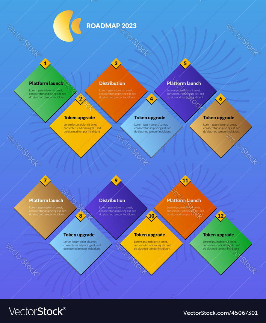 Blue modular geometric roadmap with twelve