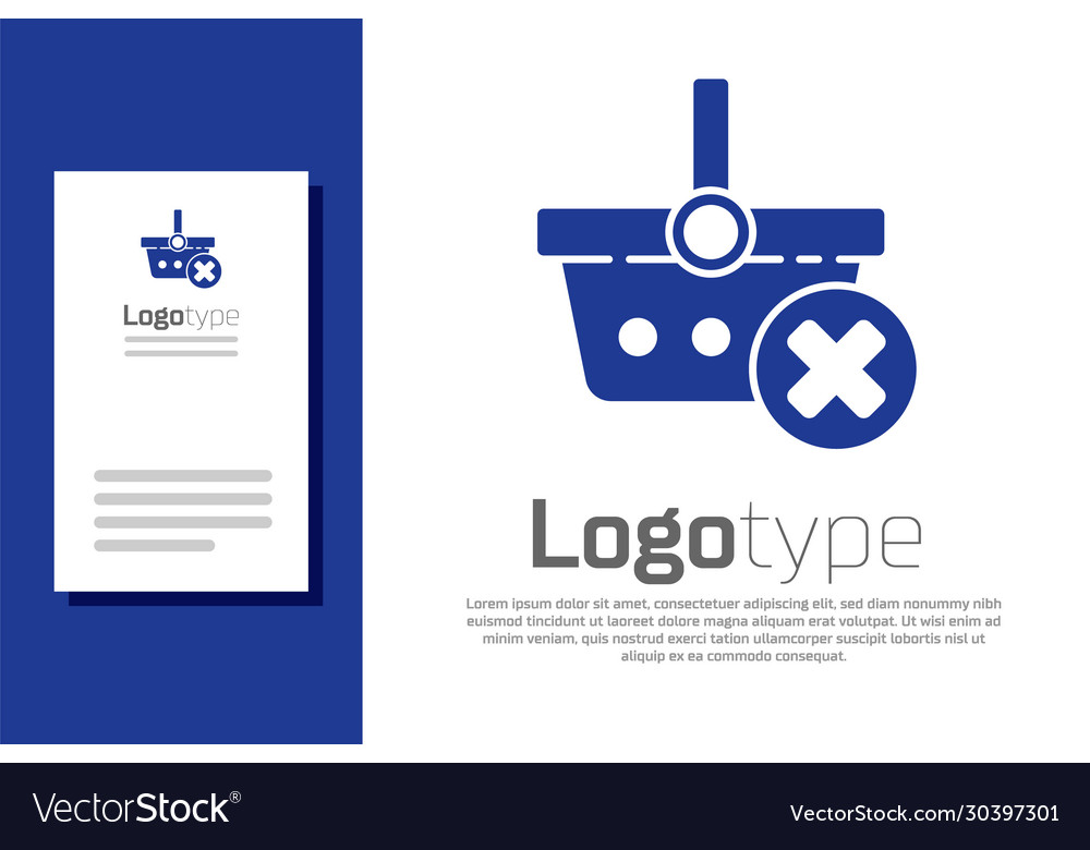 Blau entfernen Einkaufskorb-Symbol isoliert auf weiß