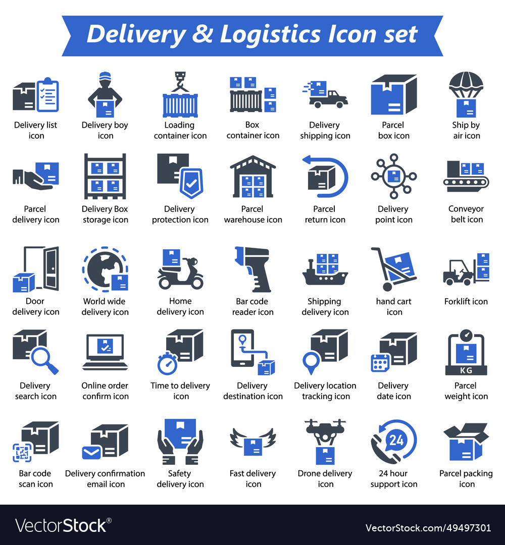 Delivery logistics icon set Royalty Free Vector Image