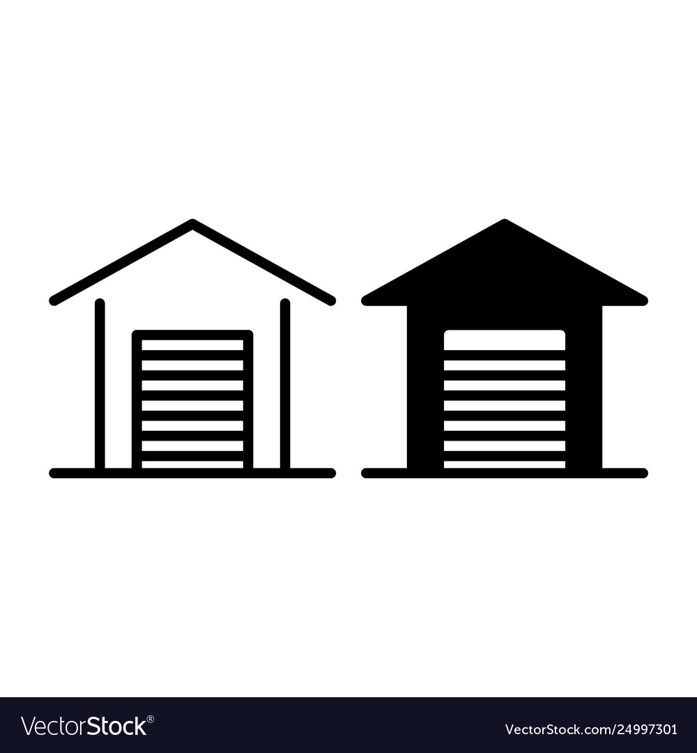 Garage line and glyph icon car Royalty Free Vector Image