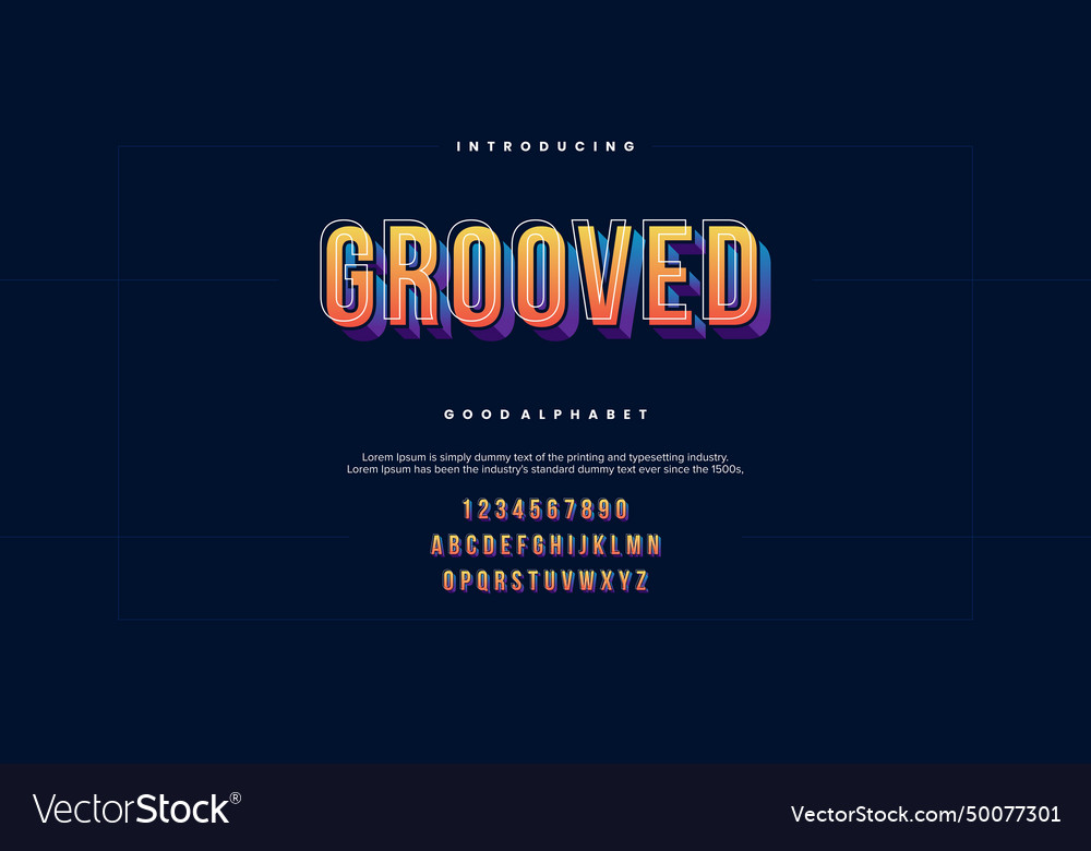 Grooved futuristic minimalist display font design vector image Grooved futuristic minimalist display font design