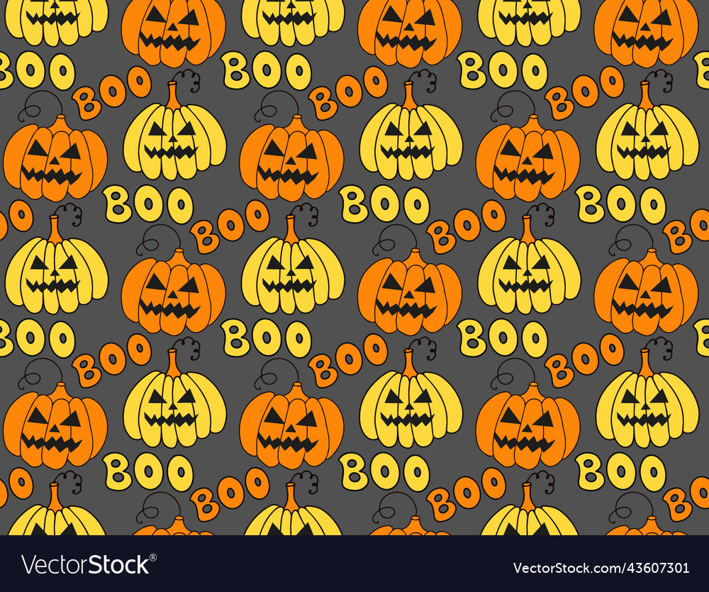 Groovy halloween seamless pattern 70s style Vector Image