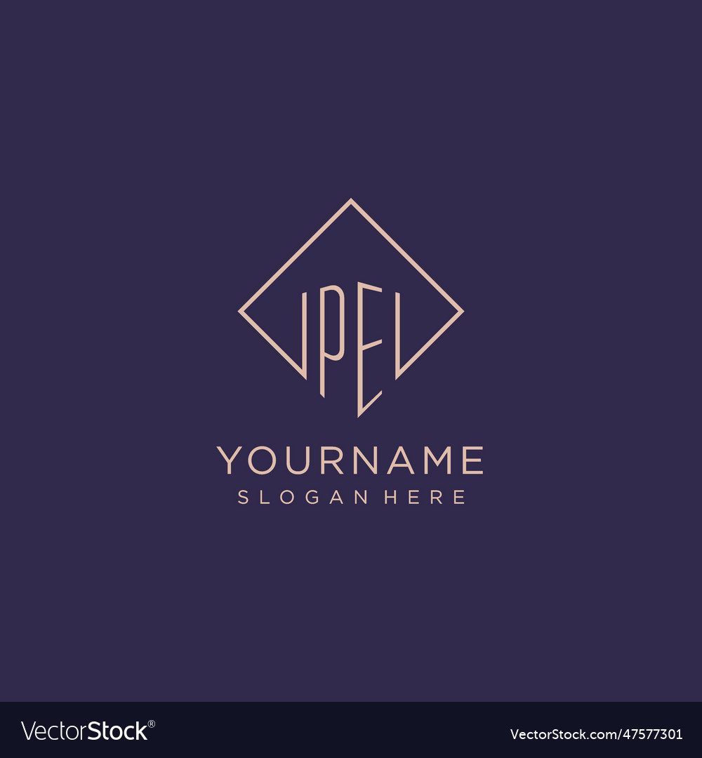 Initials pe logo monogram with rectangle style Vector Image