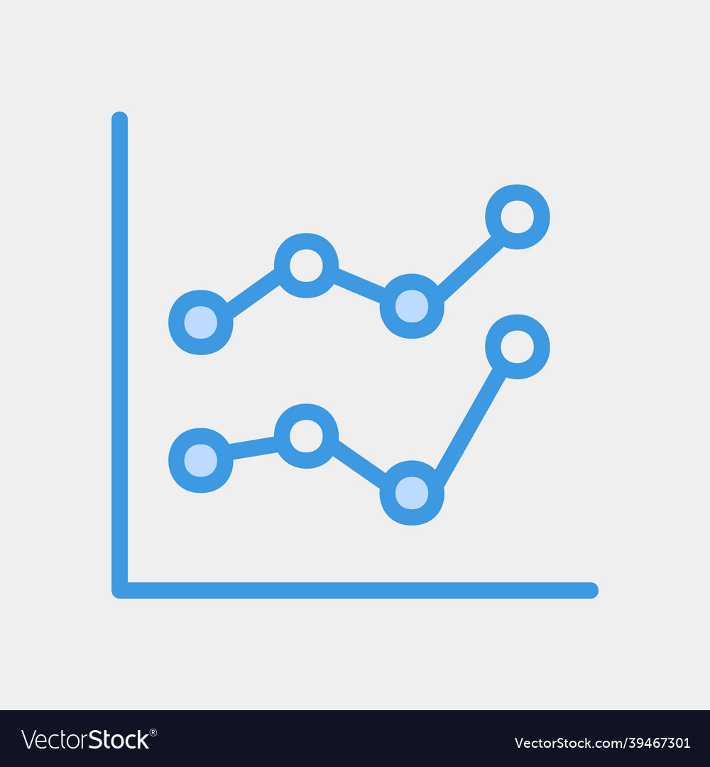 Line chart icon in blue style for any projects vector image Line chart icon in blue style for any projects