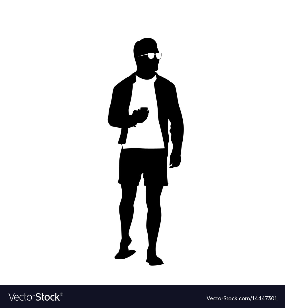 Man Holding Smartphone Silhouette