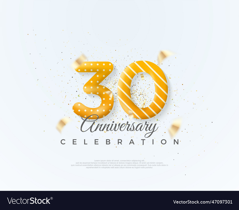 Number 30th For Anniversary Celebration Royalty Free Vector