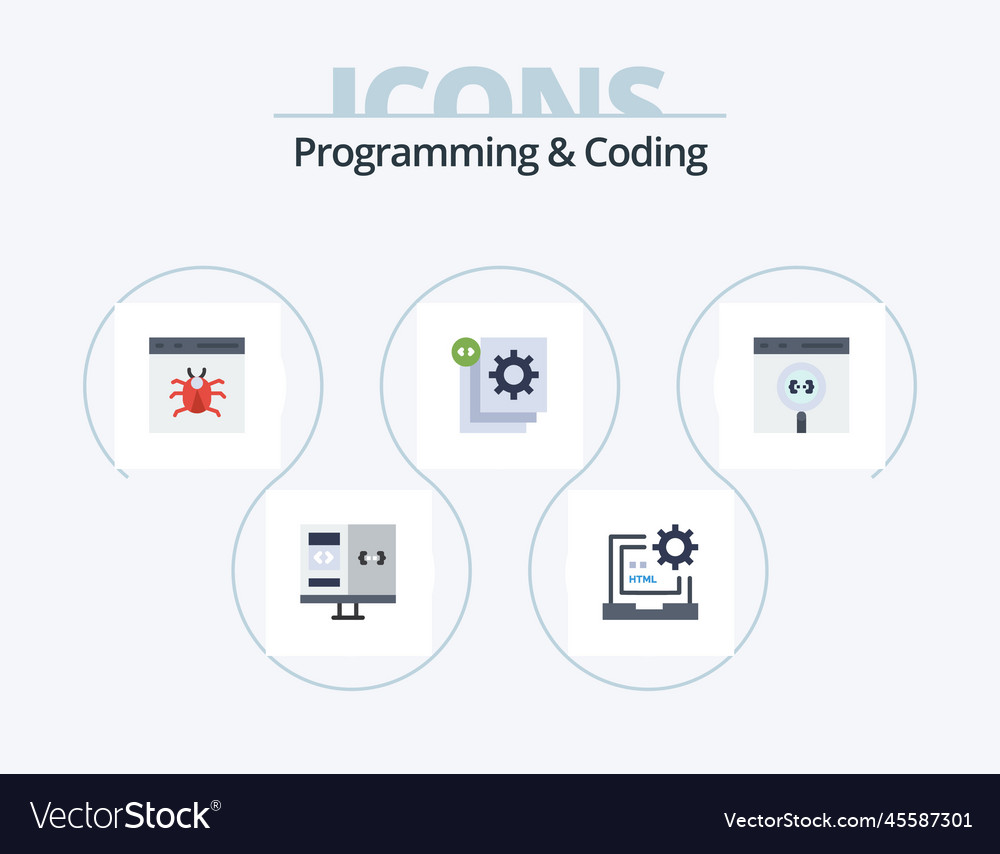 Programming and coding flat icon pack 5