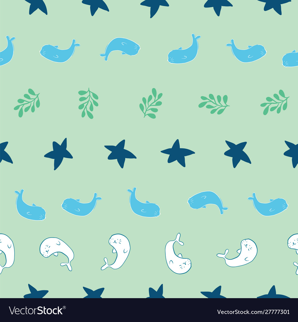 Seal ocean seamless pattern design