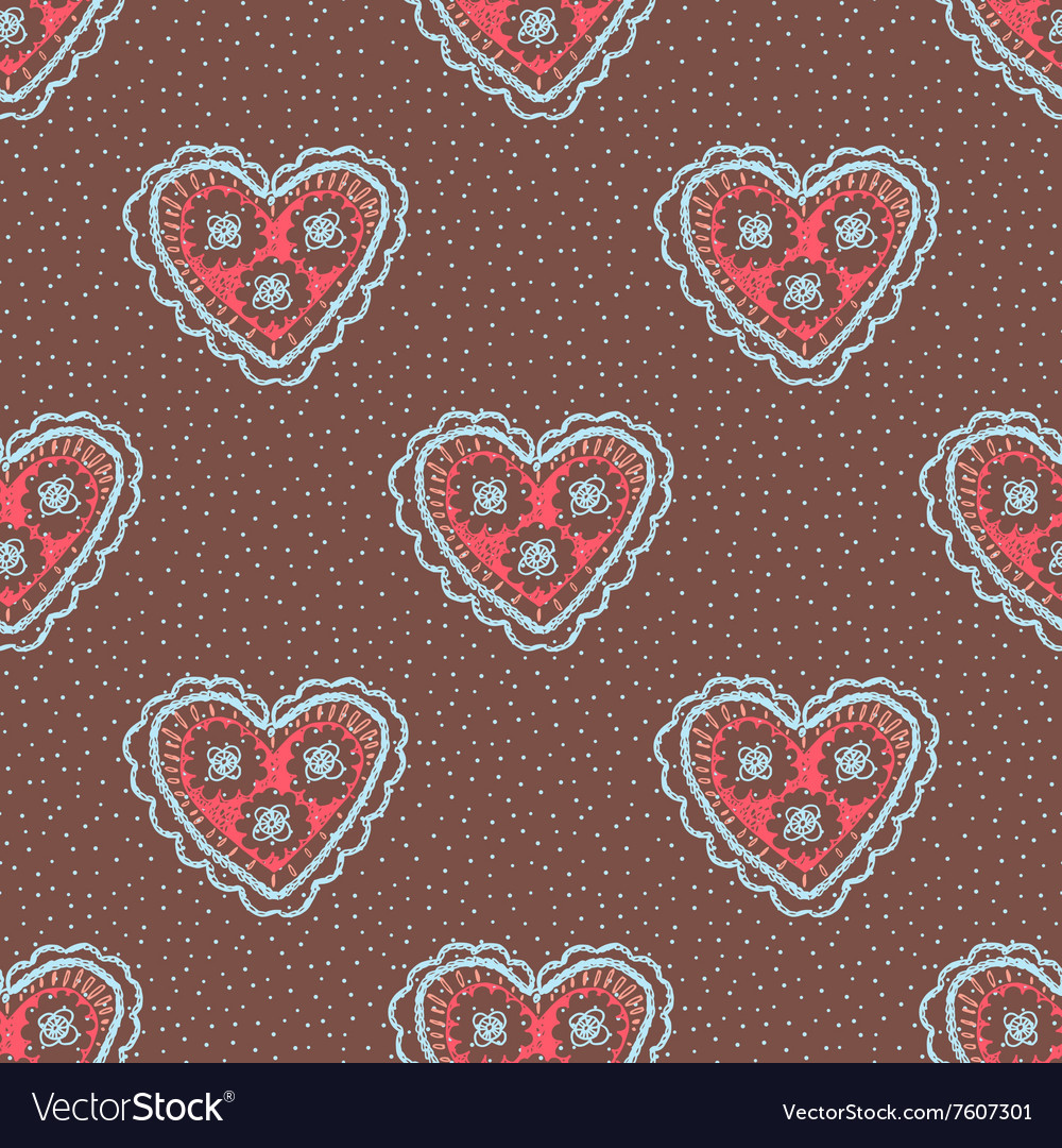 Seamless pattern with hearts openwork heart