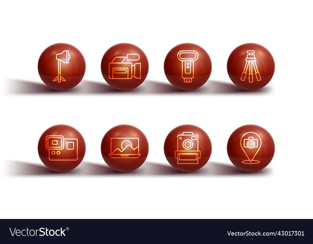 Set line studio light bulb in softbox action Vector Image Set line studio light bulb in softbox action