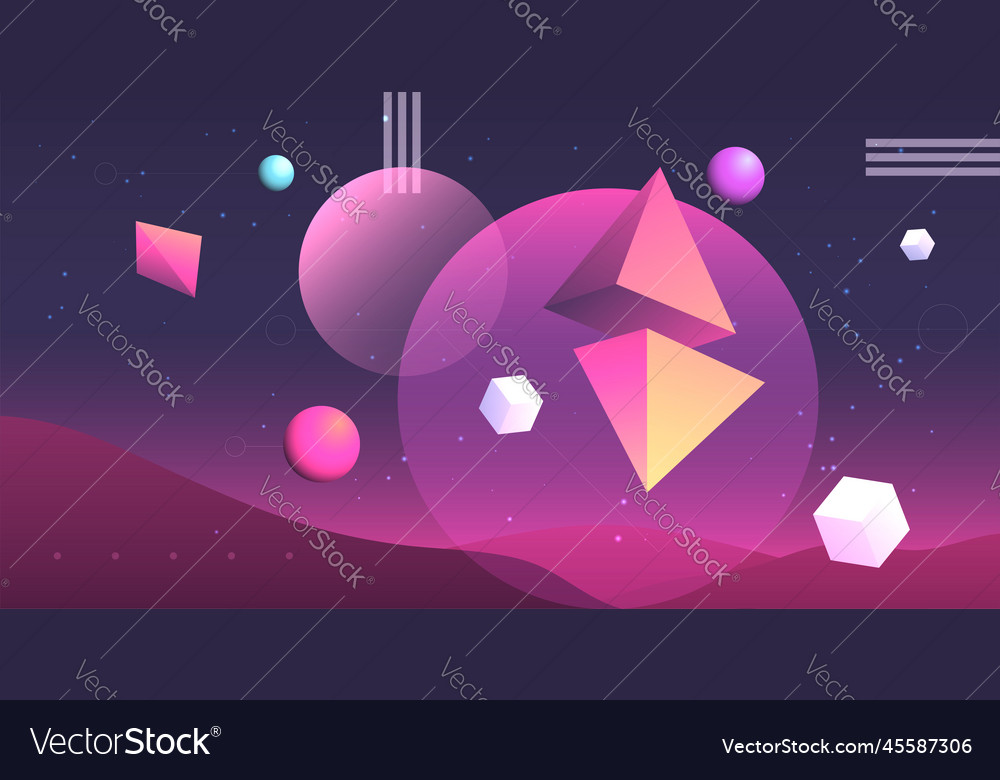 Abstract planets on a background of wireframe vector image Abstract planets on a background of wireframe