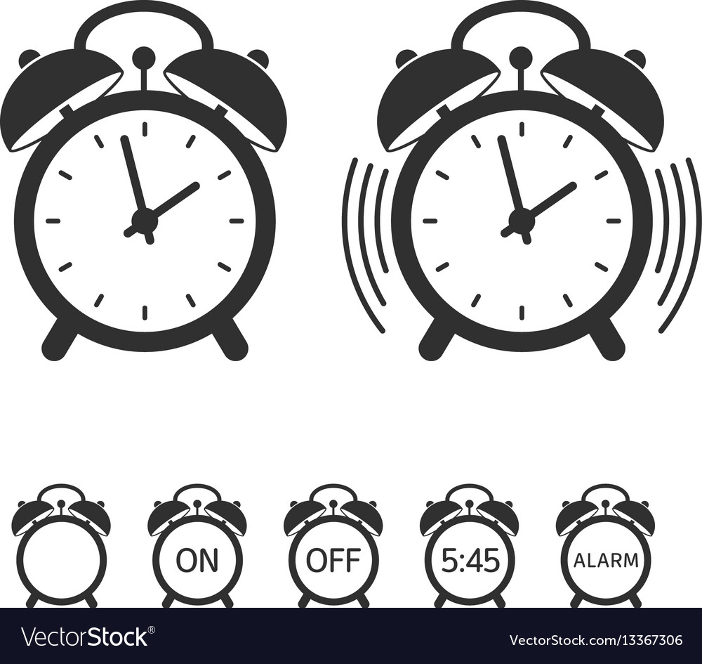 Alarm Clock Icon Set - Flat Style